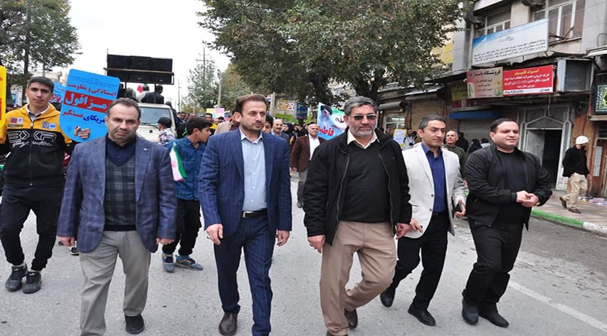 حضور جمعی از کارکنان سازمان همیاری شهرداری های استان کرمانشاه در راهپیمایی 13 آبان